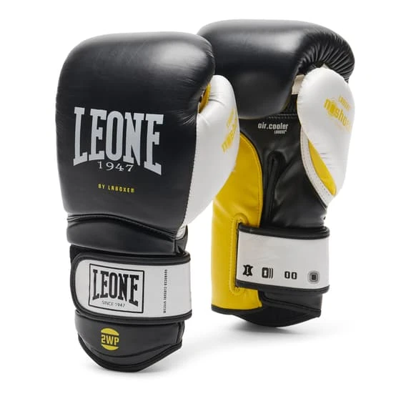 Gloves Leone 1947 Boxing Il Tecnico N3 12 Oz Black Yellow White