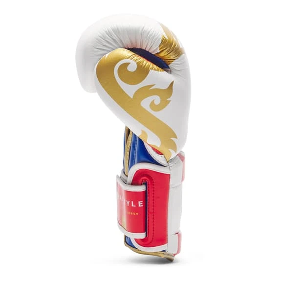 Leone 1947 Thai Style 14 Oz Gloves White Red Blue - Image 3